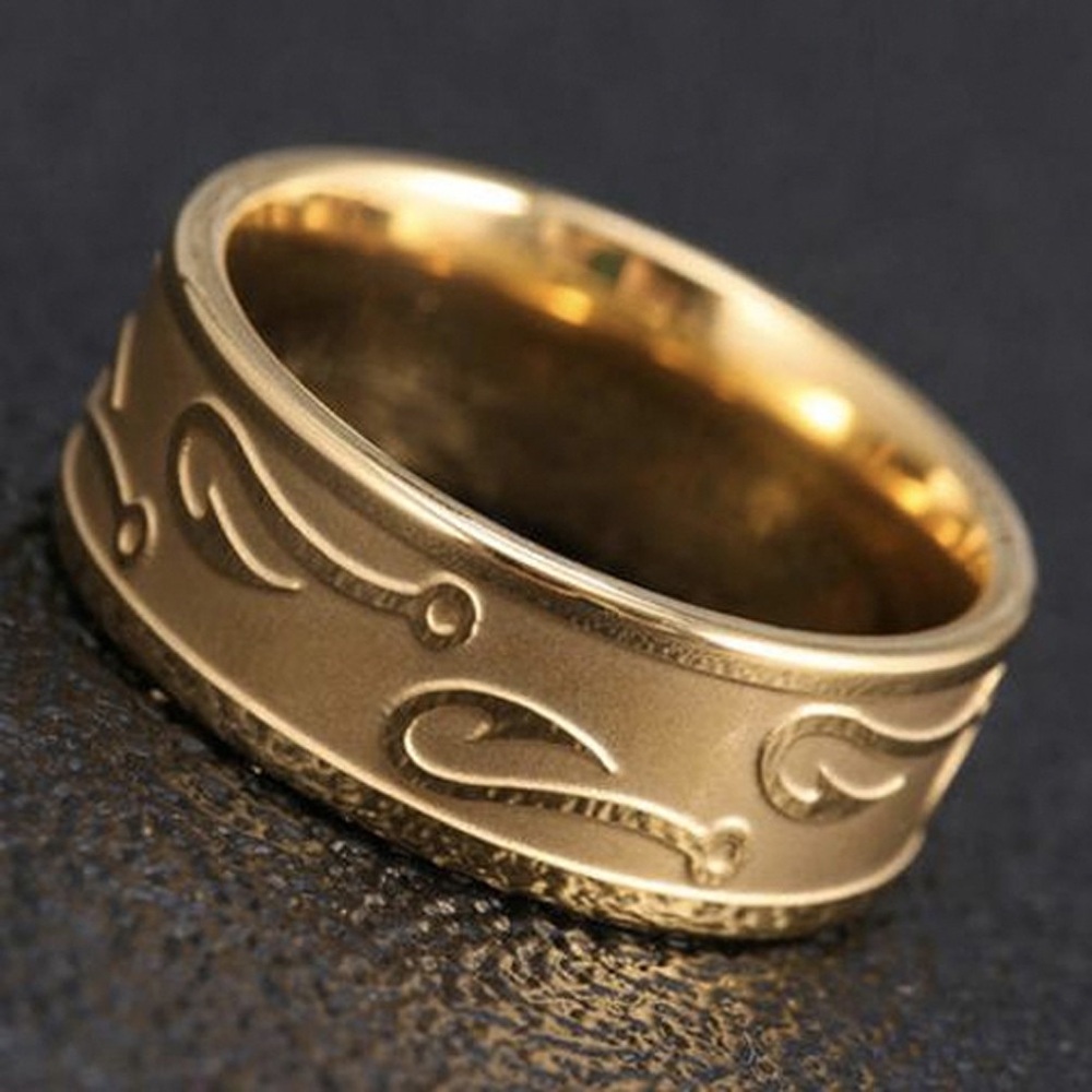 Men's Fishing Ring / Fisherman's Wedding Band (8mm). Gold Tone Titanium